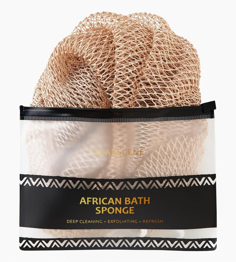 RelaxScene African Net Sponge Authentic - Exfoliating Back Scrub Bath Sponge with Knots - Afro Scrub Body Scrubber Exfoliator Washcloth - African Body Care Daily Use Shower Essentials - Image 1